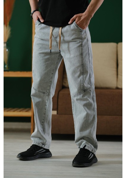 Reax Camilla Beli Lastikli Ipli Düz Paça Rahat Kesim Erkek Jean Pantolon fırsatları