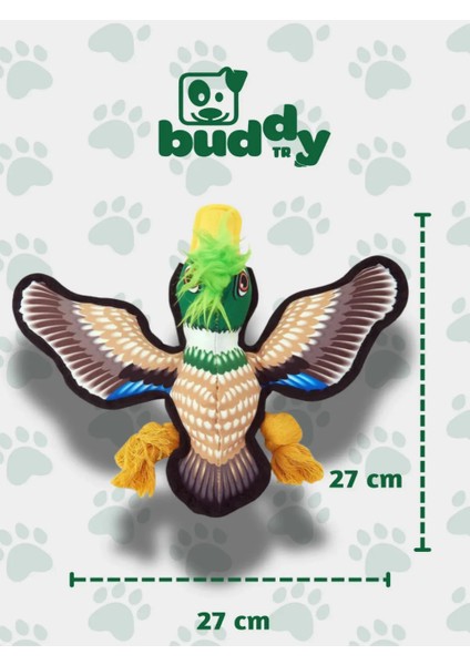 Çiğnemeye Ekstra Dirençli Peluş Ördek – Su Geçirmez Kumaş, Rengarenk Eğlence 🛡️🦆🎨