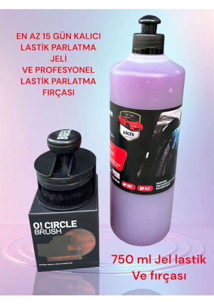 VİCİX Profesyonel Lastik Parlatma Jeli 750 ml 1 Adet+Lastik Parlatma Fırçası 1 Adet