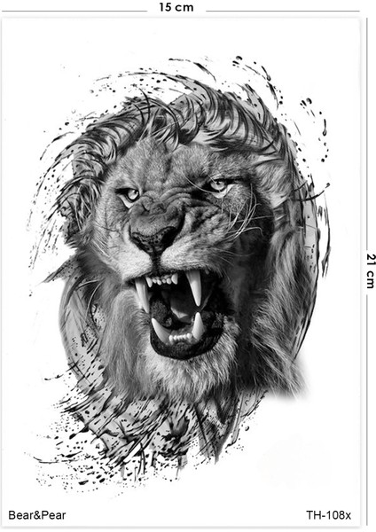 Gerçekçi Aslan Geçici Dövme Lion Tattoo
