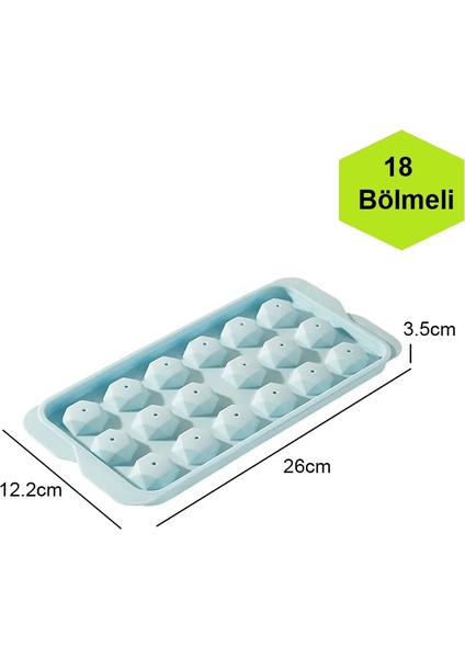 Buz Kalıbı Elmas Şekil Görünümlü Kapaklı 18 Bölmeli fırsatları