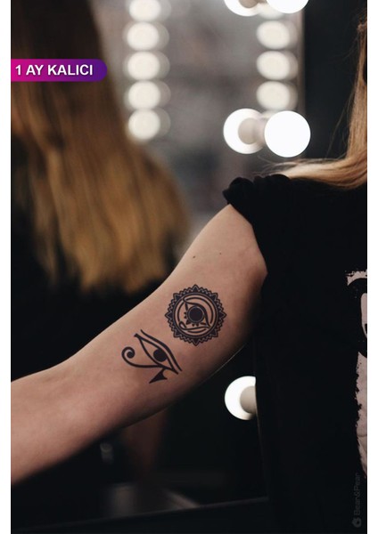 1 Ay Kalıcı Ra'nın Gözü ve Güneş Geçici Dövme Tattoo