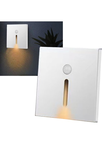 LED Hareket Sensörlü Gece Lambası Abs Küçük LED Indüksiyon Lambası Yatak Başı Koridor Koridor Beyaz (Yurt Dışından)