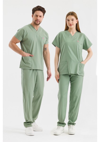 Coreflex Likralı Çağla Yeşili Doktor Hemşire Takım Üniforma