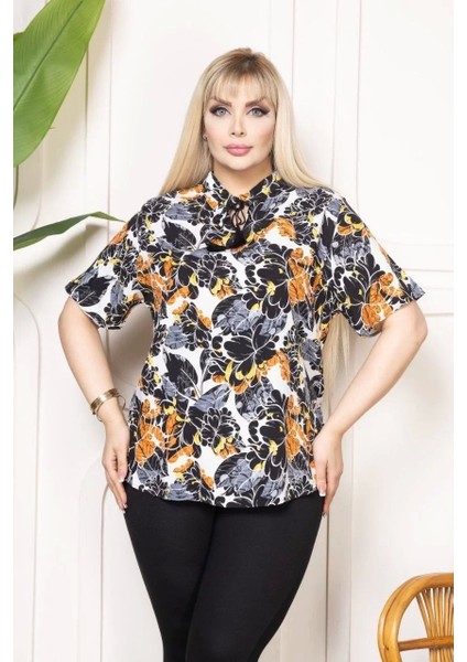 Bebe Yaka Püskül Detaylı Bluz - Desenli