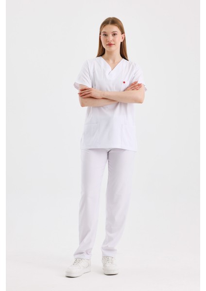 Coreflex Likralı Beyaz Doktor Hemşire Takım Üniforma fırsatları