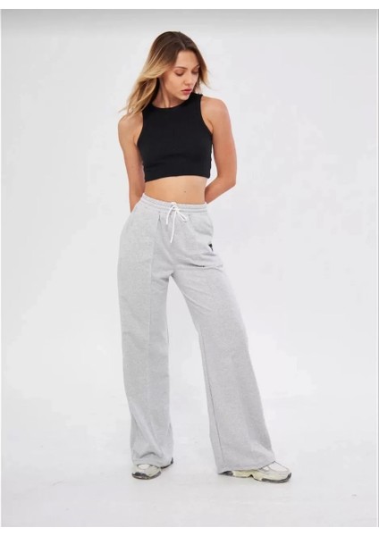 Iki Iplik Bol Paça Eşofman Pantalon - Gri
