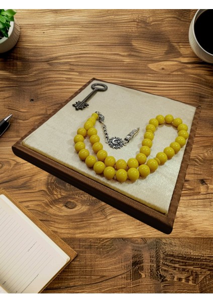 Sıkma Kehribar Tesbih Küre Kesim Sarı Renk Babalar Günü Hediye T-838