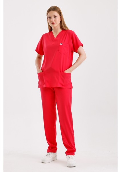 Coreflex Likralı Pembe Doktor Hemşire Takım Üniforma