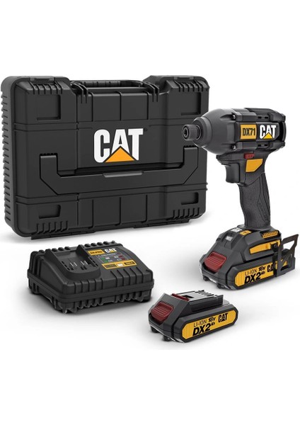 Cat DX71 18VOLT 2.0AH Li-Ion Çift Akülü 215NM Kömürsüz Profesyonel Şarjlı Darbeli Tornavida