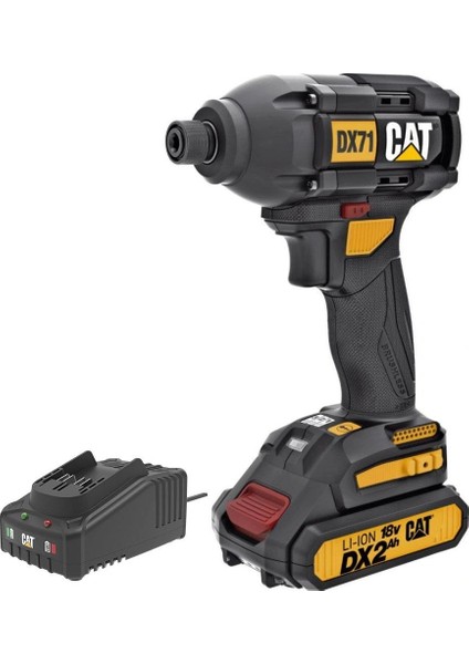 Cat DX71BC 18VOLT 2.0AH Li-Ion Tek Akülü 215NM Kömürsüz Profesyonel Şarjlı Darbeli Tornavida