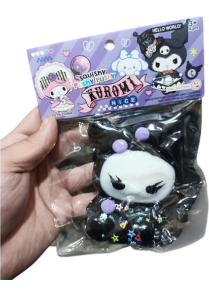 Kuromi Taba Jel Sukuşi - Squishy Tüylü Oyuncak 7 Cm.