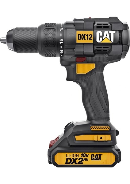 Cat DX12SET 18VOLT/2.0AH Li-Ion Çift Akülü Kömürsüz Profesyonel Darbeli MATKAP+DA01903 201 Parça Delme/vidalama Uç Seti modelleri