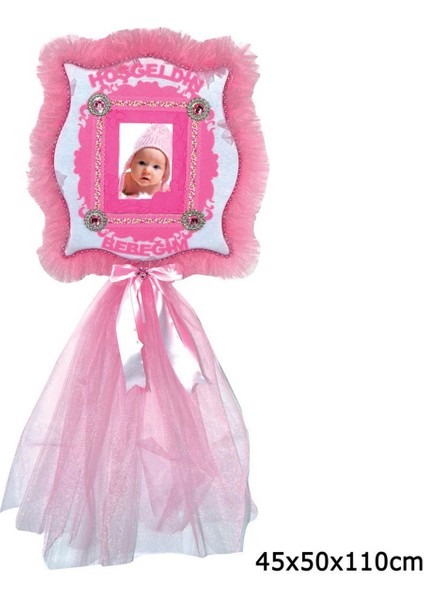 - Kare Çerçeve Bebek Kapı Süsü Pembe 110 cm Yktsn