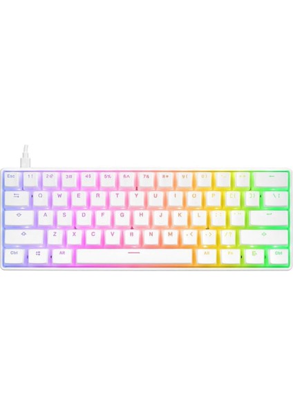 KB-R135 Parvus Beyaz Type-C Bağlantılı Rgb Puding Tuşlu Red Switch Ingilizce Q Gaming Oyuncu Klavye