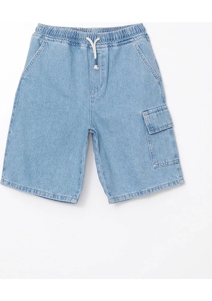 Lcw Kids Indigo Beli Lastikli %100 Pamuk Erkek Çocuk Kargo Jean Şort