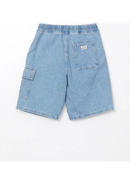 Lcw Kids Indigo Beli Lastikli %100 Pamuk Erkek Çocuk Kargo Jean Şort