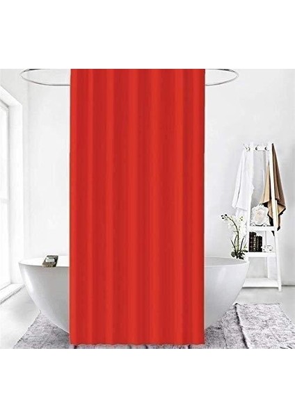 Banyo Perdesi 1x120x200 Tek Kanat Duş Perdesi Halka Hediyeli Duşakabin Perdesi 0010 Kırmızı fiyatları