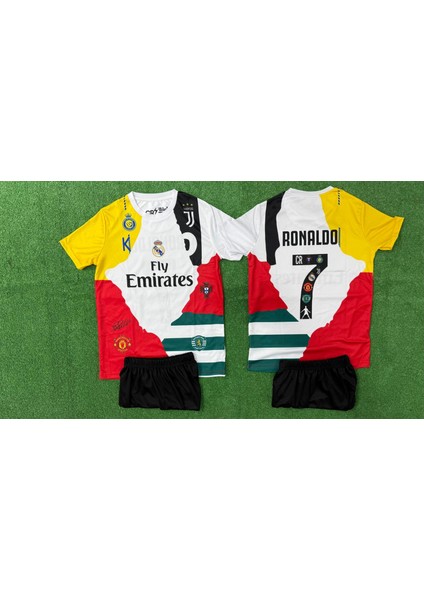 Cr7 Özel Tasarım All Tişört Şort - Çocuk Alt Üst T-Shırt Şort Ronaldo