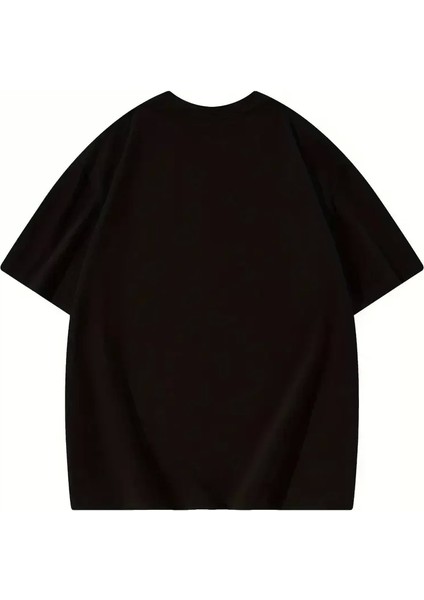 Thousand Ön Arka Baskılı Oversize Bisiklet Yaka T-Shirt - Siyah