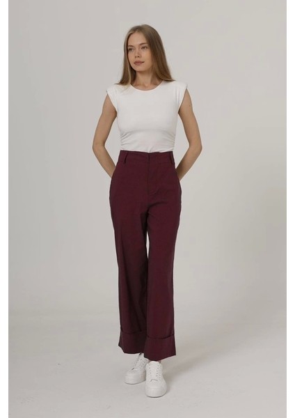 Duble Paça Pantolon - Bordo