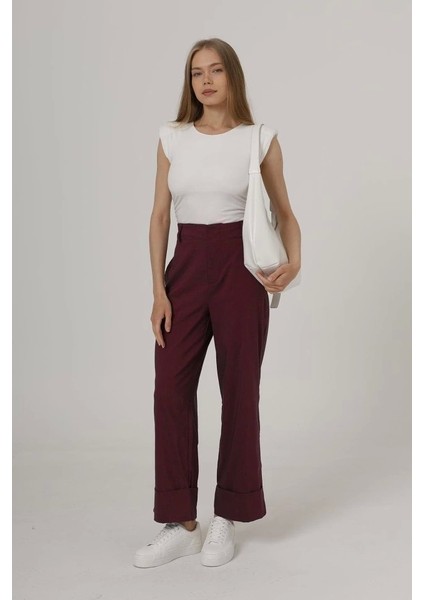 Duble Paça Pantolon - Bordo