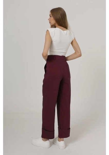 Duble Paça Pantolon - Bordo