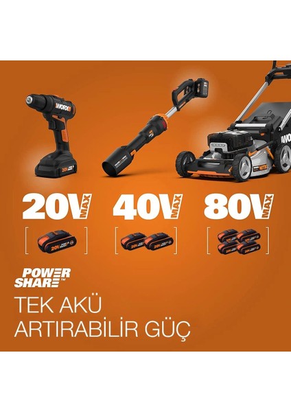 Worx WA3604 20VOLT 4.0AH Powershare Li-Ion Akü ve Akü Şarj Cihazı