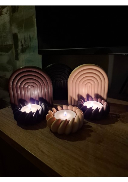 3'lü Modern Tasarım Yeni Nesil Dekoraktif Mumluklar (3d)