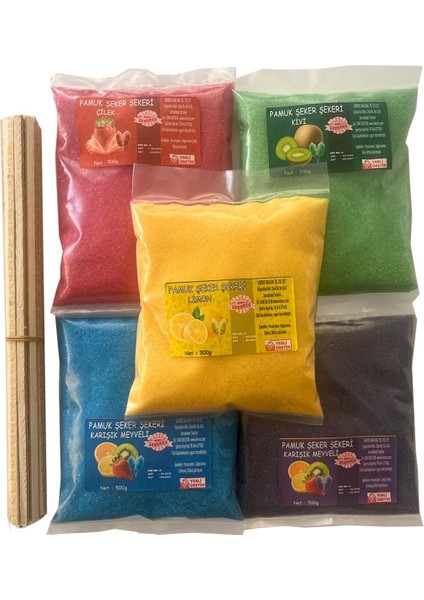 Pamuk Şeker Aile Ev Seti 2500 gr Pamuk Şeker Şekerleri + 50 Adet Çubuk Hediye