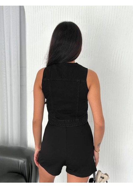 Kot Jeans Kadın Yelek - Siyah