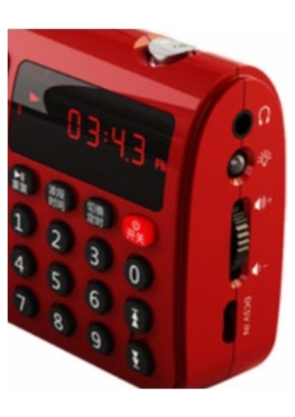 ESLIFETECH26 Mini Music Speaker Radyolu-Fenerli-Sd Kart Girişli Usbli-Radyo-Müzikçalar Kırmızı