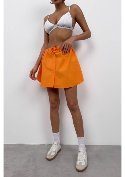 Beli Lastikli Düğmeli Mini Etek