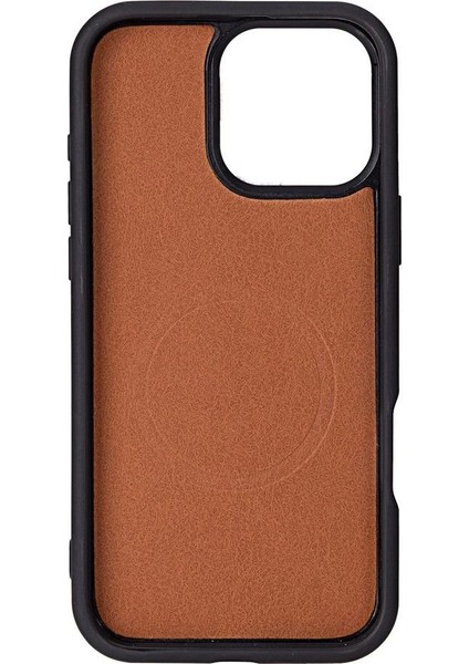 Apple iPhone 16 Pro Uyumlu, Hakiki Deri, El Yapımı, Cüzdanlı Kılıf, Karamel