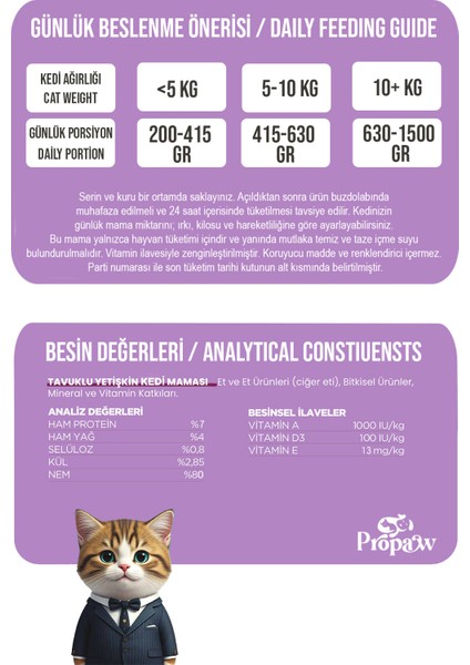 Kedi Yaş Mama Tavuklu Konserve Jöleli Premium Parça Etli Yemek Besleyici Tahılsız Içerik 12 x 415 gr modelleri