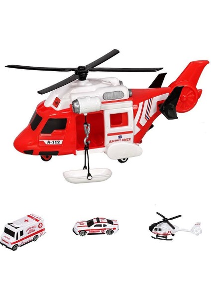 ERN-2004 Heroes Toys Helikopter Ambulans Seti Arabalı