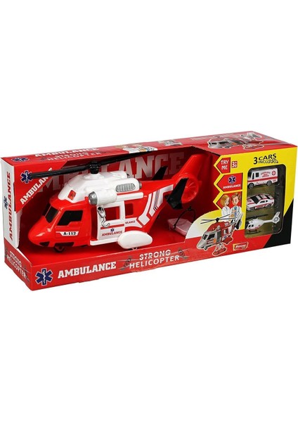 ERN-2004 Heroes Toys Helikopter Ambulans Seti Arabalı