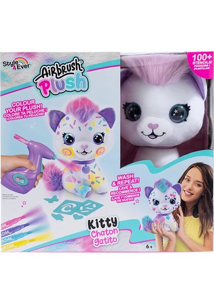 Airbrush Plush Boyanıp Yıkanabilen Peluş Kedi