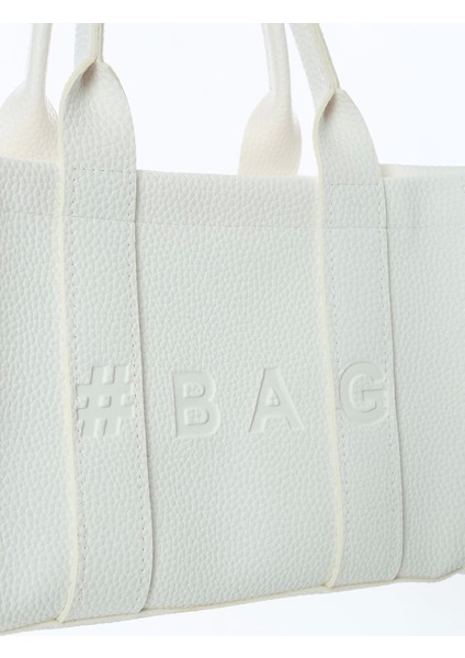 Baghashtag Beyaz Deri Mini Tote Çanta