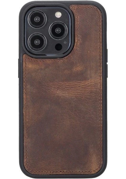 Apple iPhone 14 Pro Uyumlu Deri Cüzdanlı Kılıf Mwwn G2 Kahve