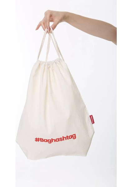Baghashtag Baskılı Ham Bez Büzgülü Sırt Ipli Bez Çanta fırsatları