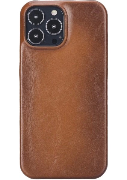 Apple iPhone 13 Pro Max Uyumlu Deri Arka Kapak Uj RST2EF Taba