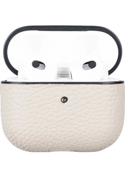 Apple Airpods 3.nesil Uyumlu Deri Kılıf Juni Erc3 Bej