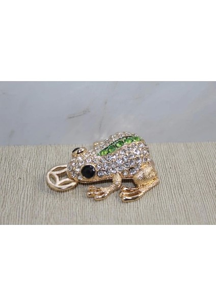 Swarovski Taşlı Minik Figür - Kurbağa