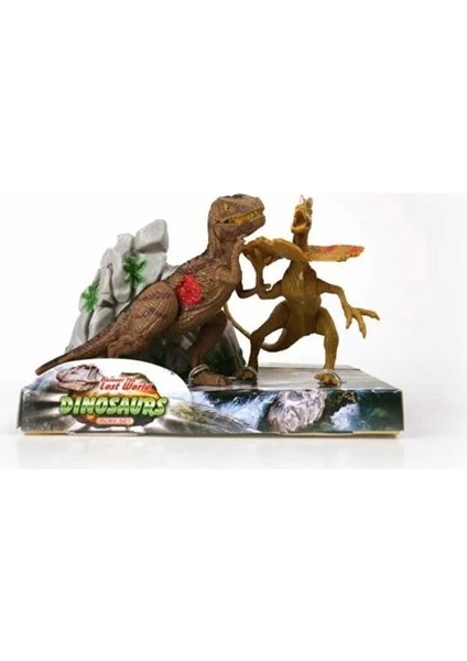 Ikili Model Dinozor Figür T-Rex-Dilophosaurus