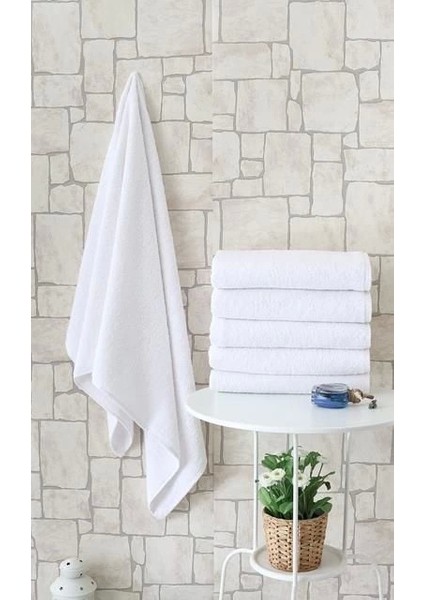 Nevresim Dünyası Otel Tipi 6'lı 70X140 Banyo Havlusu Beyaz