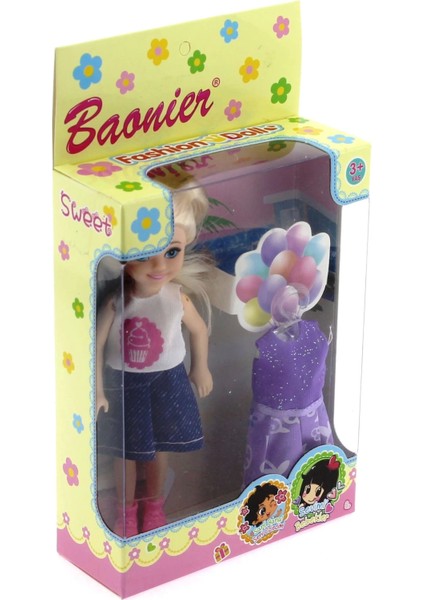 Baonier Mor Yedek Elbiseli Bebeğim