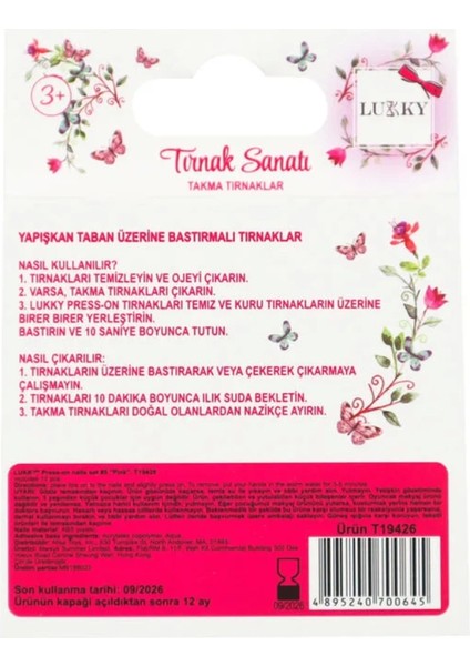 Lukky Kalp Baskılı Yapışkanlı Takma Tırnak Seti