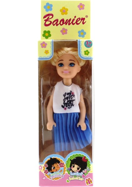 Baonier Mavi Etekli 14 cm Sarışın Tekli Kız Bebek