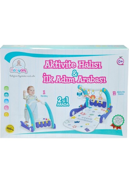 E0633 Aktivite Halısı&ilk Adım Arabası 2ın1 -Mavi ,birlik